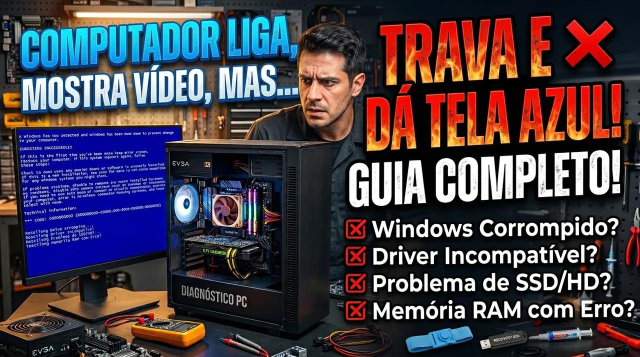 Computador Liga, Dá Vídeo, mas Fica Travando ou Dá Tela Azul