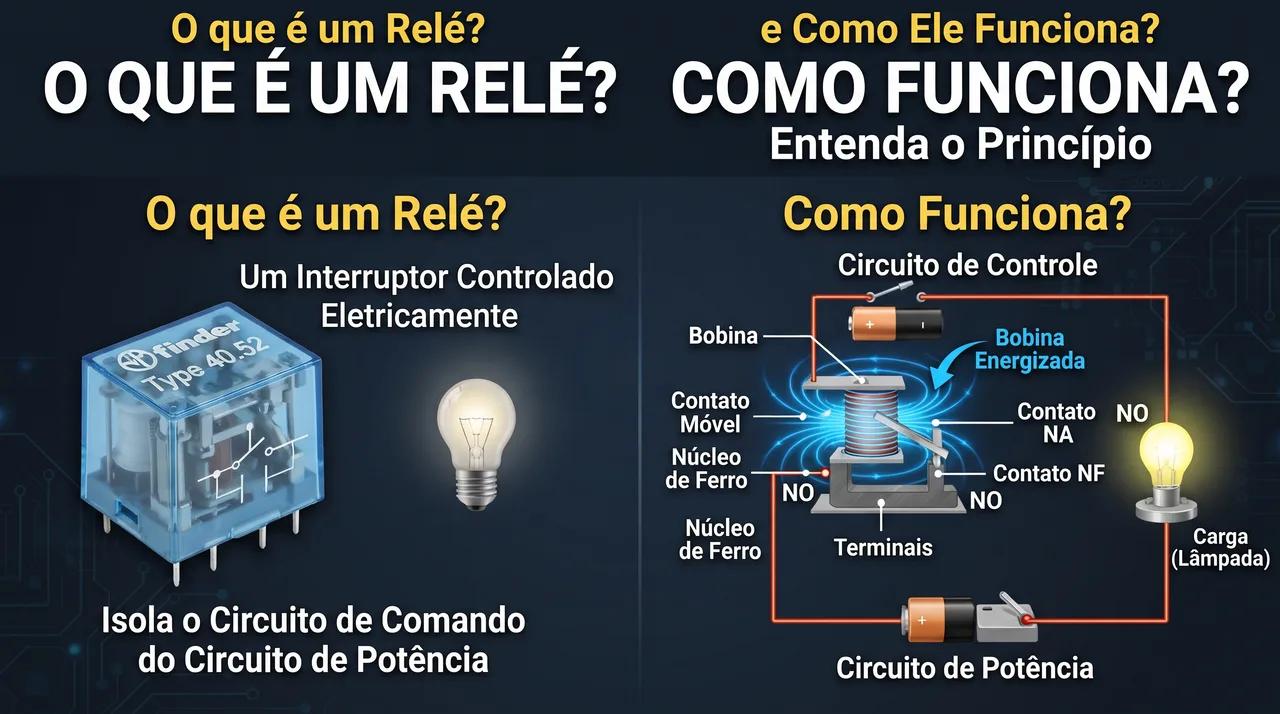 O que é um Relé e Como Funciona? Entenda a Bobina e os Contatos (NA/NF)